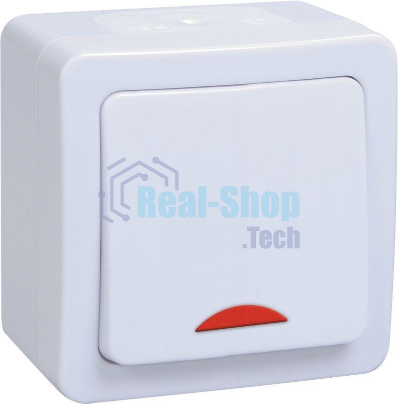 Выключатель 1-кл. ОП ГЕРМЕС PLUS для открытой установки со свет. индик. ВС20-1-1-ГПБ IP54 (цвет клавиши: белый) ИЭК EVMP11-K01-10-54-EC