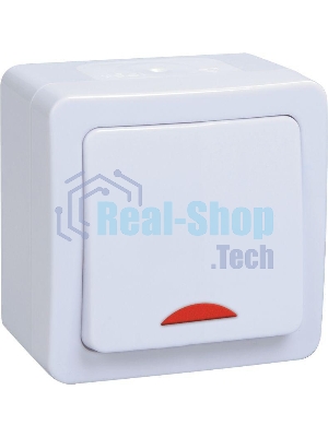 Выключатель 1-кл. ОП ГЕРМЕС PLUS для открытой установки со свет. индик. ВС20-1-1-ГПБ IP54 (цвет клавиши: белый) IEK EVMP11-K01-10-54-EC