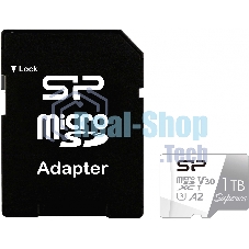Флеш карта microSDXC 1Tb Class10 Silicon Power SP001TbSTXDA2V20SP Superior + adapter