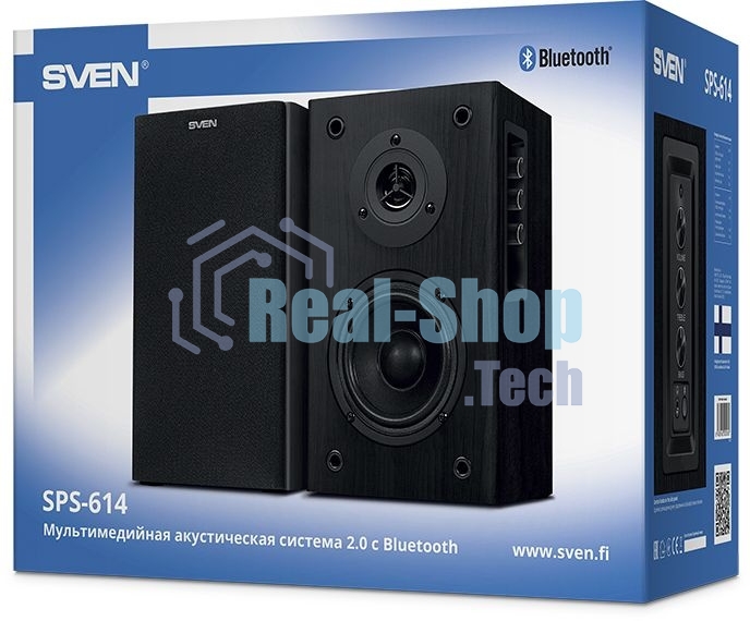 Акустическая система Sven SPS-614 2.0 (2x20W, Bluetooth, дерево, black)
