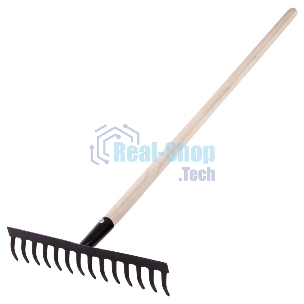 Грабли Сибртех стальные, 360х1300 мм, 14 прямых зубьев, деревянный черенок