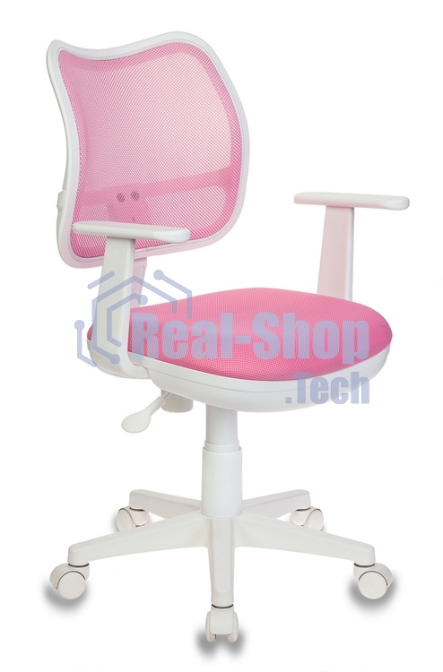 Кресло компьютерное Бюрократ CH-W797/PK/TW-13A TW-13A розовый, спинка сетка, сиденье розовый, колеса белый/розовый, пластик белый