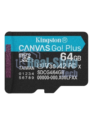 Флеш карта microSDXC 64Gb Kingston SDCG4/64GbSP Canvas Go! Plus V30 A2 w/o adapter
