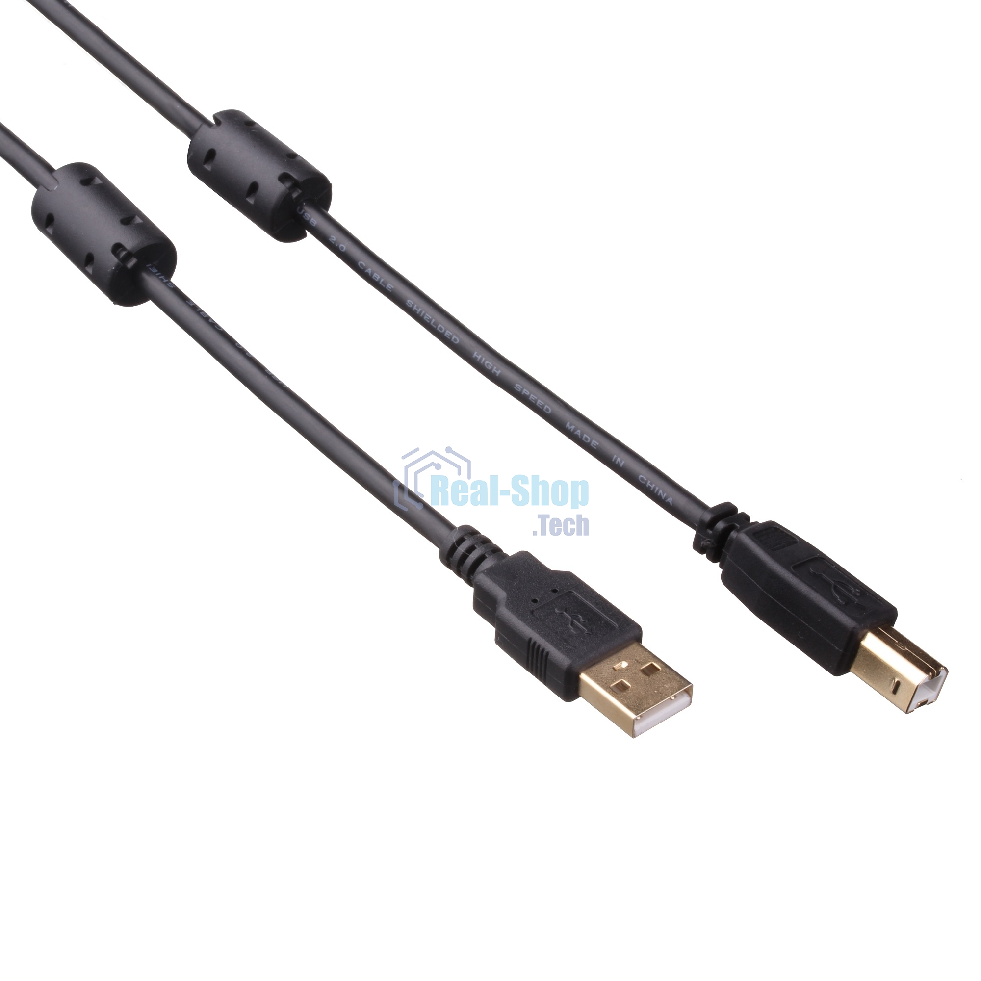 Кабель USB 2.0 A-->B 3м ExeGate 2 фильтра, позолоченные контакты