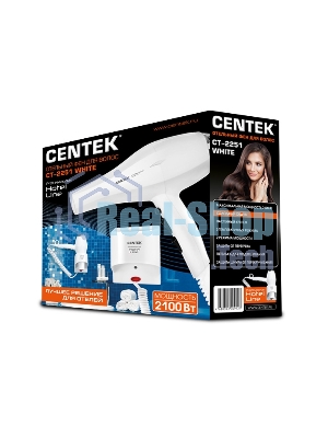 Фен Centek CT-2251 белый, 2100 Вт, ионизация