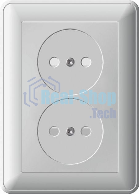 Розетка 2-м СП W59 16А IP20 защ. шторки без заземл. бел. SchE RS16-254-18