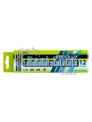 Батарея Ergolux Alkaline LR03 BP-12 AAA 1250mAh (12шт) коробка