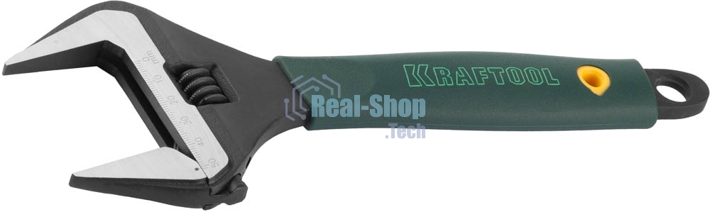 Ключ разводной KRAFTOOLCr-V,фосфатир,эргоном рукоятка из эластомера,увелич зев,угол наклона губок 15град,250мм/10