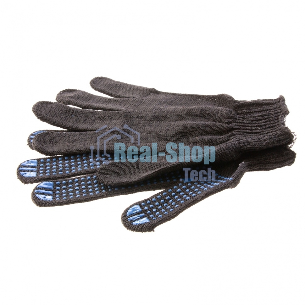 Перчатки трикотажные, с ПВХ точкой, 10 класс, черные Россия