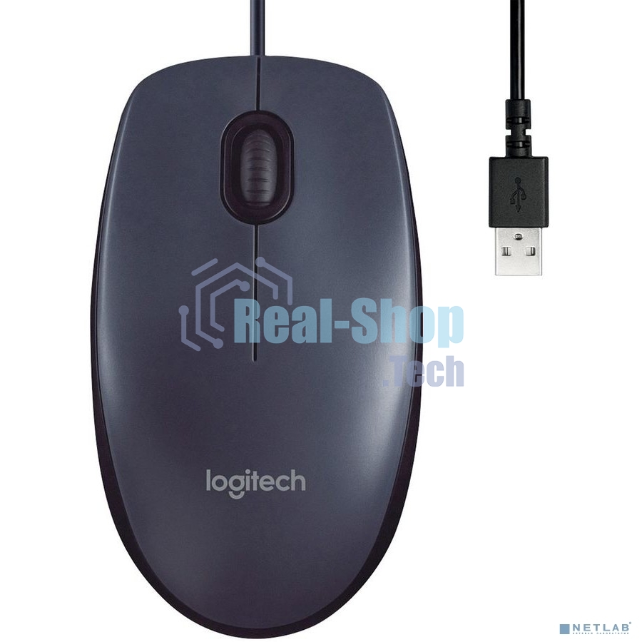 Мышь проводная Logitech M100/100R DARK/GREY (темно-серая/черная), 1000 dpi, USB, кнопки - 3