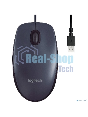Мышь проводная Logitech M100/100R DARK/GREY (темно-серая/черная), 1000 dpi, USB, кнопки - 3