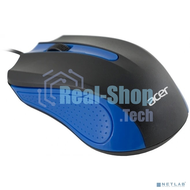 Мышь проводная Acer OMW011 черный/синий, 1200 dpi, USB, кнопки - 3