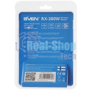 Мышь беспроводная SVEN RX-380W серый металлик, 1600 dpi, радиоканал, USB, кнопки - 4