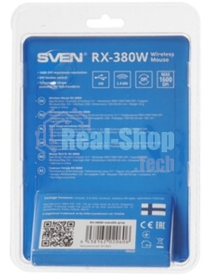 Мышь беспроводная SVEN RX-380W серый металлик, 1600 dpi, радиоканал, USB, кнопки - 4