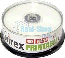 Диск CD-R Mirex 700 Mb, 48х, Cake Box (25), Ink Printable (25/300)
