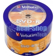 Диск DVD-R Verbatim 4.7Gb 16x Cake Box (50шт) (43731)