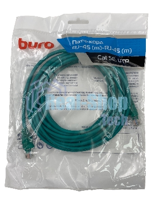 Патч-корд Buro UTP 4 пары cat.5e CCA molded 5м зеленый RJ-45 (m)-RJ-45 (m)