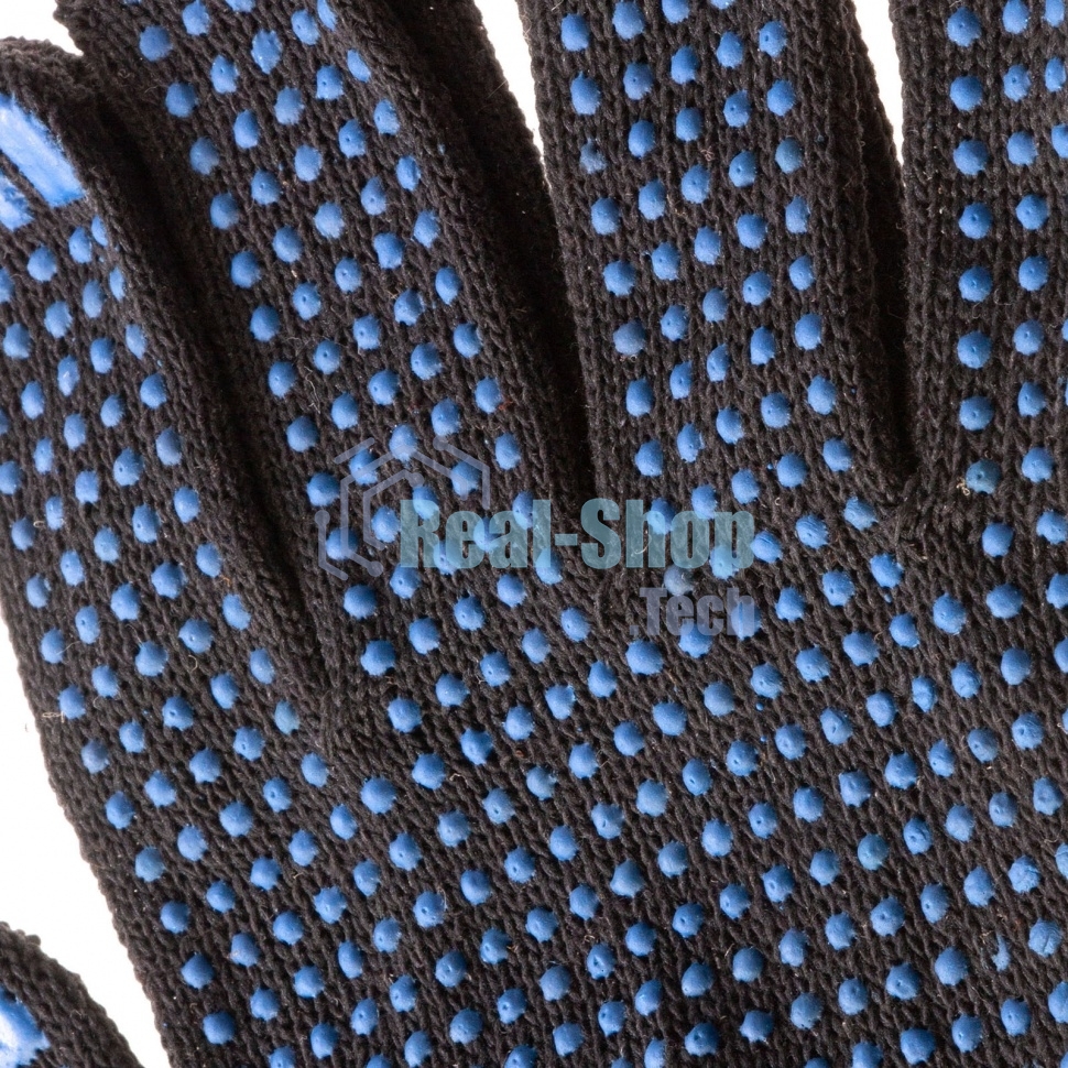 Перчатки трикотажные, с ПВХ точкой, 10 класс, черные Россия