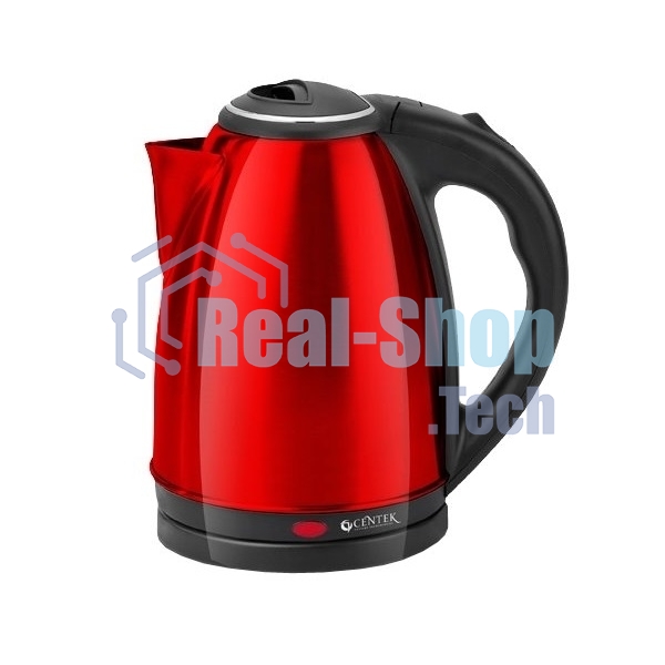 Чайник Centek CT-1068 RED (красный) металл 2л, 2000W, хромированная вставка на крышке