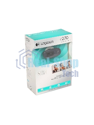 Веб-камера Logitech C270 HD 1280x720, 30 кадр/с, USB Type-A, микрофон (шумоподавление), автоосвещение, универсальное крепление