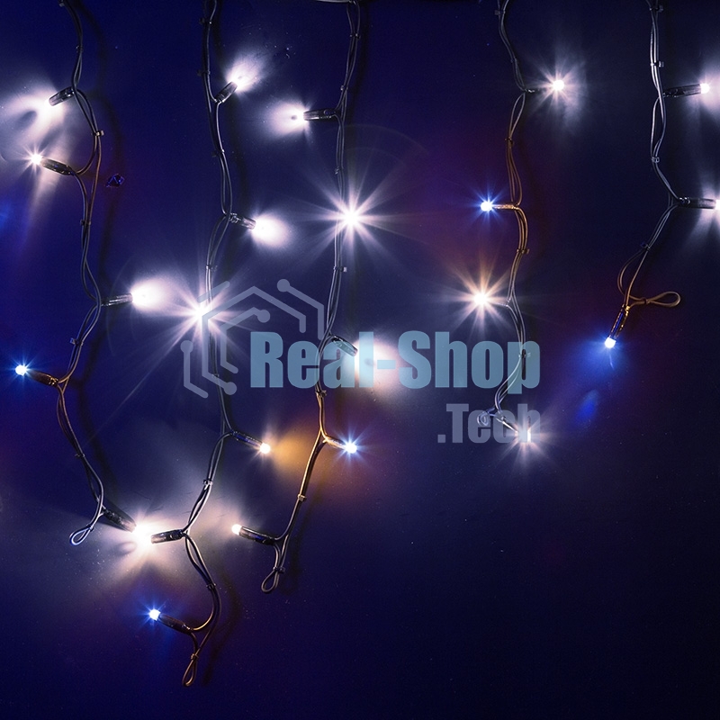 Гирлянда Neon-night Айсикл (бахрома) светодиодный, 4,0 х 0,6 м, с эффектом мерцания, черный провод каучук, 230 В, диоды белые,