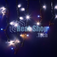 Гирлянда Neon-night Айсикл (бахрома) светодиодный, 4,0 х 0,6 м, с эффектом мерцания, черный провод каучук, 230 В, диоды белые,
