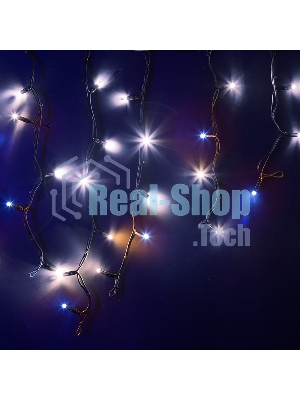 Гирлянда Neon-night Айсикл (бахрома) светодиодный, 4,0 х 0,6 м, с эффектом мерцания, черный провод каучук, 230 В, диоды белые,