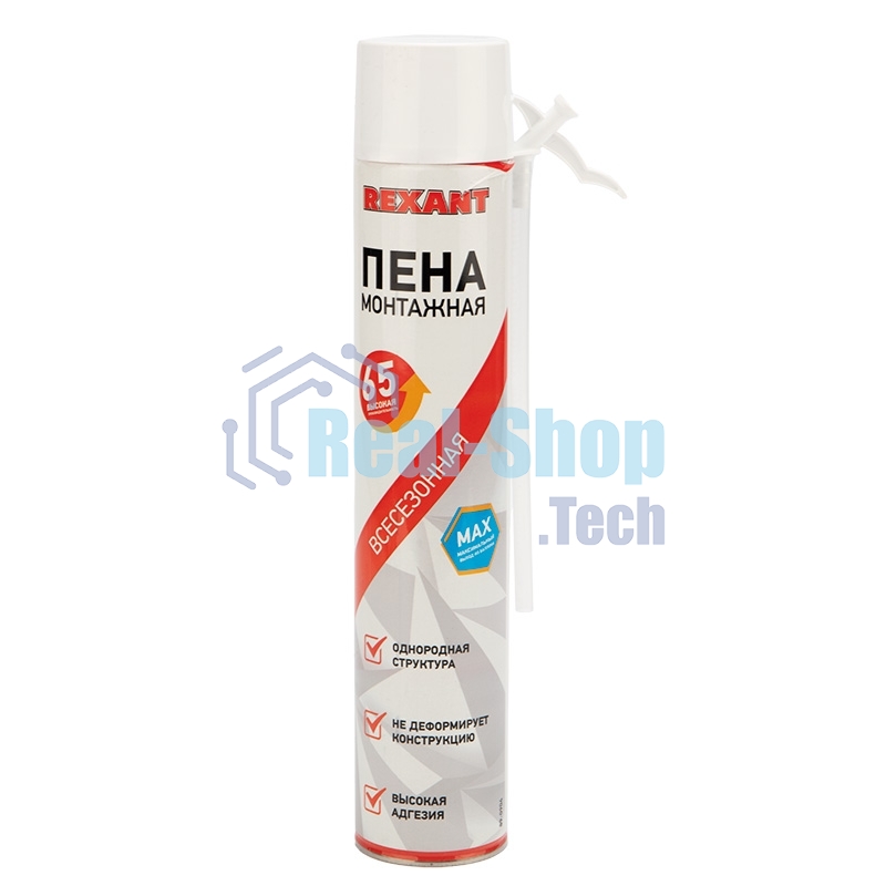 Пена монтажная всесезонная с трубочкой Rexant 65 л max