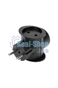 Тройник электрический Rexant универсальный 16 А одно гнездо с заземлением черный