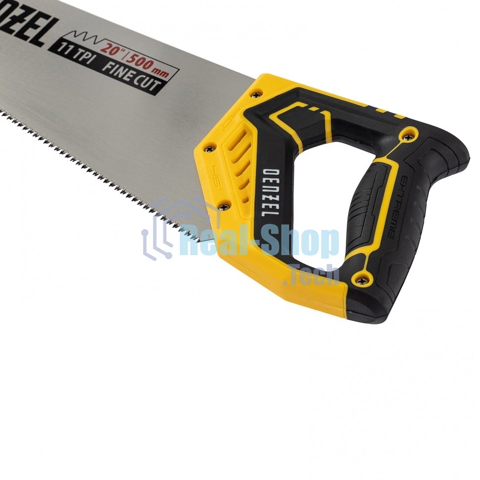Ножовка по дереву Denzel 500 мм, 9 TPI, зуб 3D, двухкомпонентная рукоятка