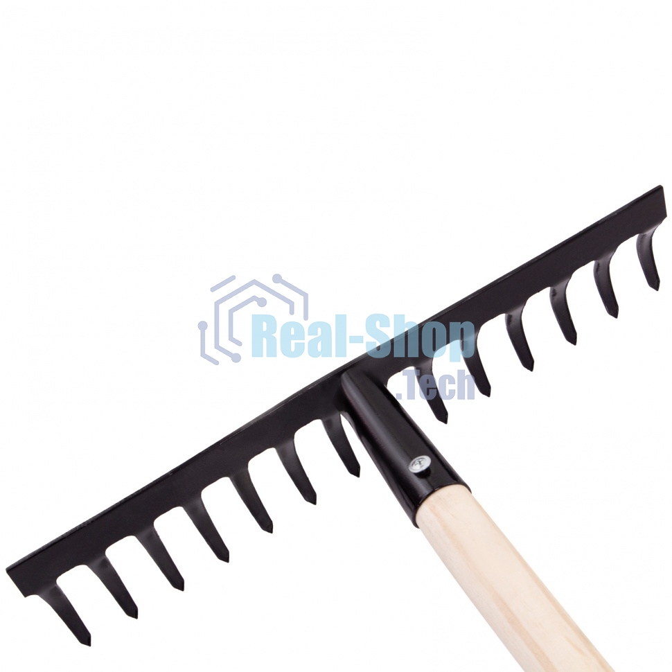 Грабли Сибртех стальные, 360х1300 мм, 14 прямых зубьев, деревянный черенок