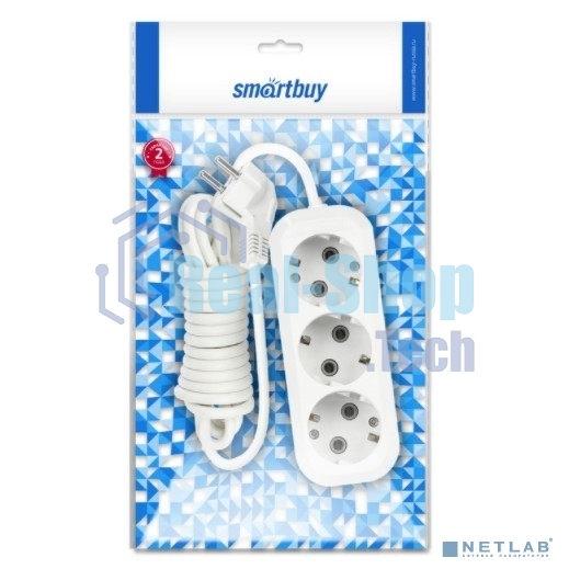 Удлинитель Smartbuy SBE-16-3-02-Z 3 гнезда 2 метра 16А/3,5 кВт с заземлением ПВС 3х1 мм2