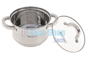 Набор кастрюль Kelli KL-4236 6 пред. (набор кастрюль 3 шт. - 1,9 л, 2,6 л и 3,6 л. Внутри шкала измерения. Силикон. ручки не нагреваются. Высококач. нерж. сталь. 5-слойное капсульное дно. Зеркал. поверхность. Матовая полоска. Можно использовать на всех типах плит. Стекл. крышки с паровыпуском.)