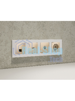 Комплект механизма компьютерной розетки RJ-45 экранированной с автоматической защитной шторкой ALFA Шампань QUANT (AP6120, VM185) MA612005