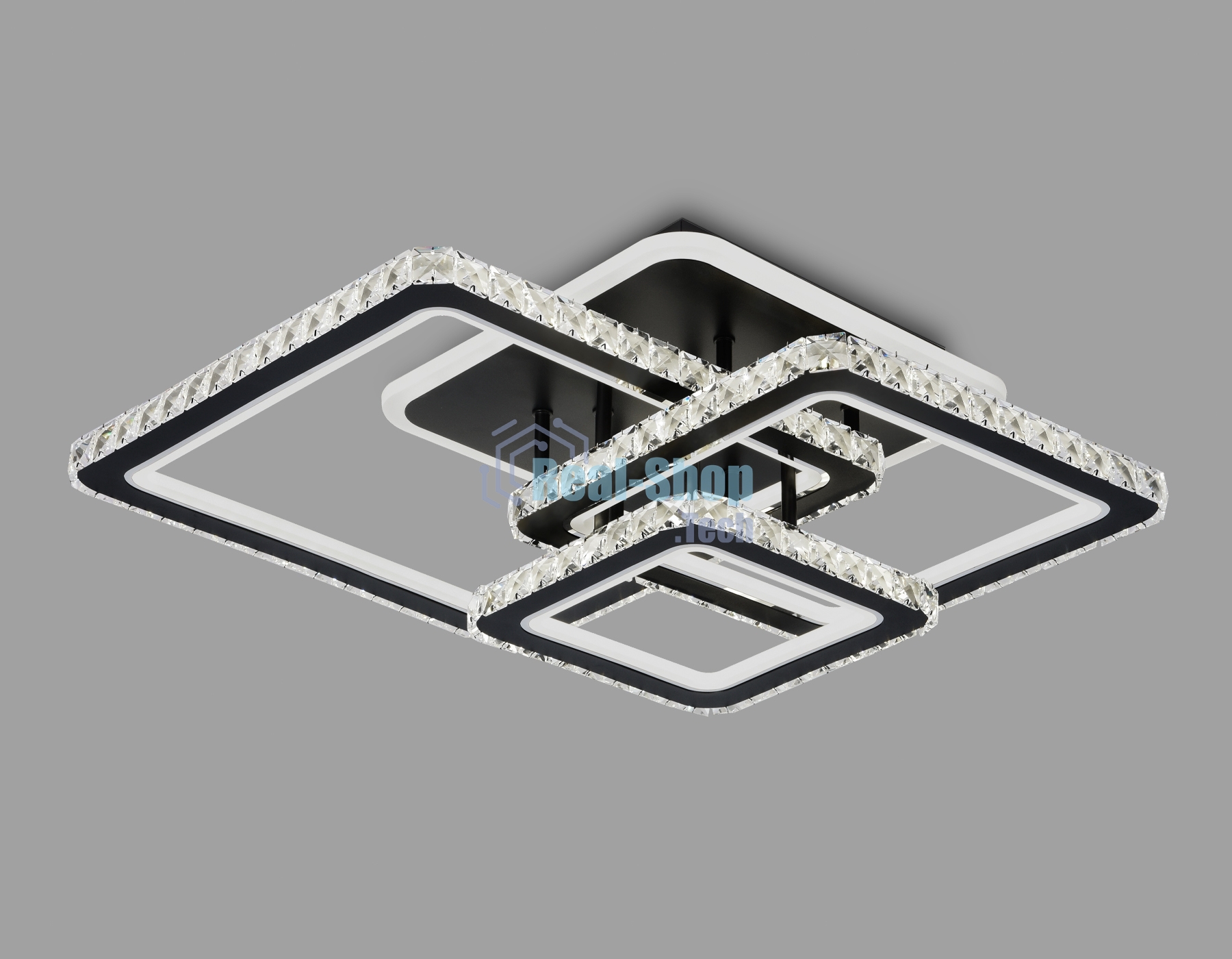 Управляемый светодиодный светильник Ambrella light FA1733/3 BK/CH черный/хром 145W 3000K/4200K/6400K 670*510*150 (ПДУ РАДИО 2.4G)