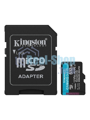 Флеш карта microSDXC 512Gb Kingston SDCG4/512Gb Canvas Go! Plus V10 A2 + adapter