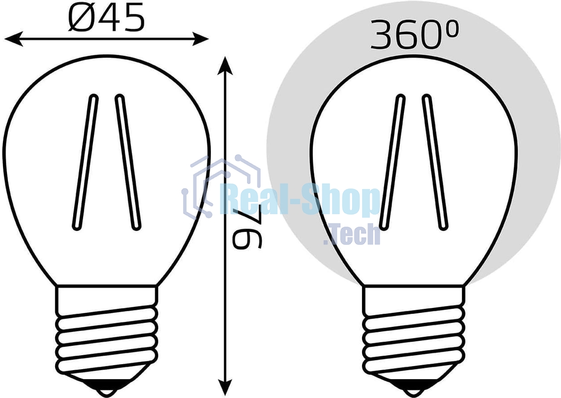 Лампа филам. Gauss Filament 10Вт цок.:E27 шар св.свеч.бел.теп. (упак.:1шт) (52210)