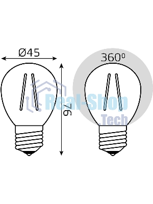 Лампа филам. Gauss Filament 10Вт цок.:E27 шар св.свеч.бел.теп. (упак.:1шт) (52210)