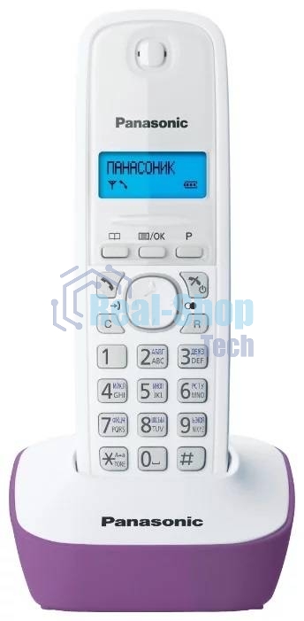 Телефон беспроводной (DECT) Panasonic KX-TG1611RUF (сиреневый) АОН, Caller ID,12 мелодий звонка,подсветка дисплея,поиск трубки