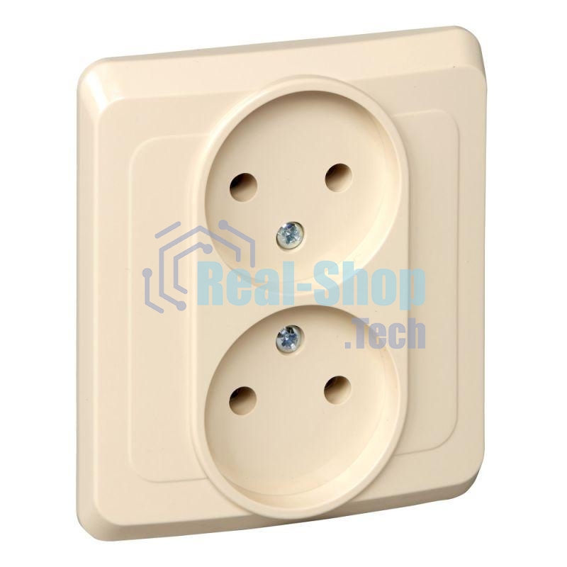 Розетка 2-м СП Этюд 16А IP20 без заземл. крем. SchE PC16-005K
