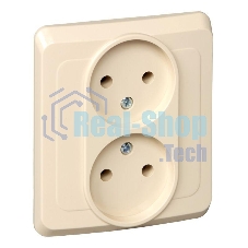 Розетка 2-м СП Этюд 16А IP20 без заземл. крем. SchE PC16-005K
