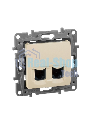 Двойная розетка RJ 45 - категория 5е - UTP - Etika - слоновая кость
