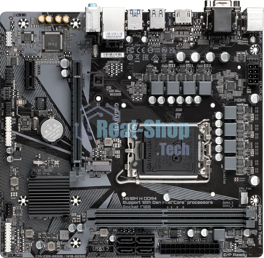 Материнская плата Gigabyte H610M H DDR4 Soc-1700 Intel H610 2xDDR4 mATX AC`97 8ch(7.1) GbLAN+VGA+HDMI