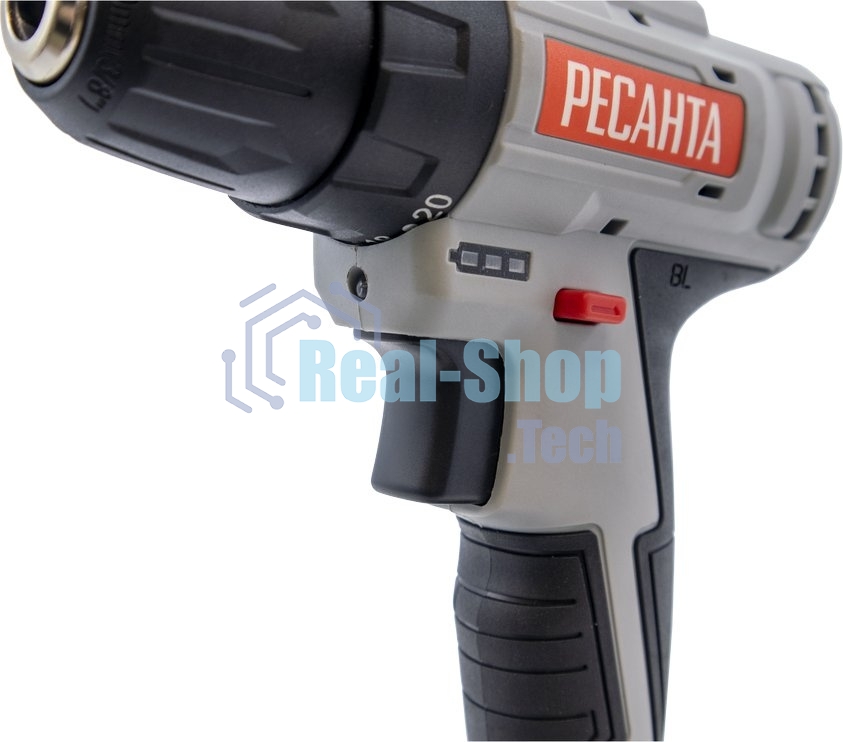 Дрель-шуруповерт аккумуляторная Ресанта ДА-20-2ЛК-Б 75/14/10, Аккумуляторная, 20В, 2 АКБ, Кейс