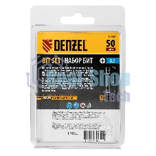 Набор бит Denzel SL5,0х50, сталь S2, шестигранный профиль, 10 шт.