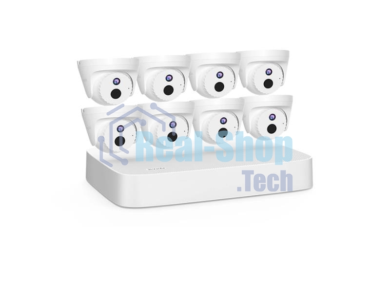 Комплект видеонаблюдения Tenda K8P-4CRс PoE на 8 каналов: видеорегистратор и 8 камер 