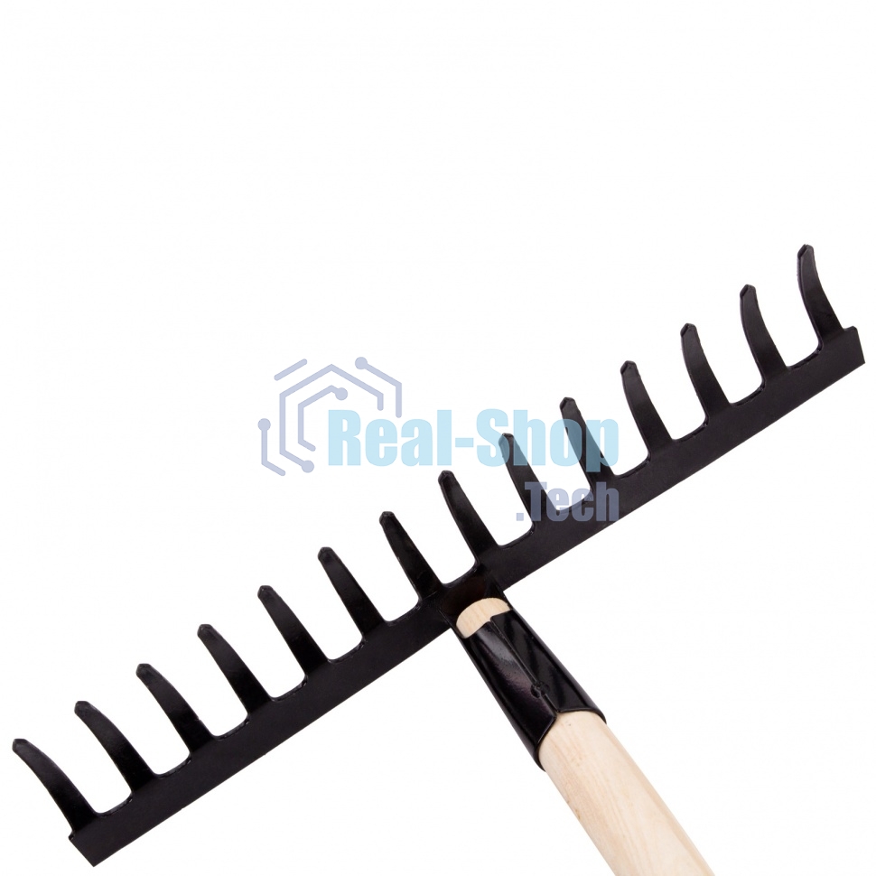 Грабли Сибртех стальные, 360х1300 мм, 14 прямых зубьев, деревянный черенок