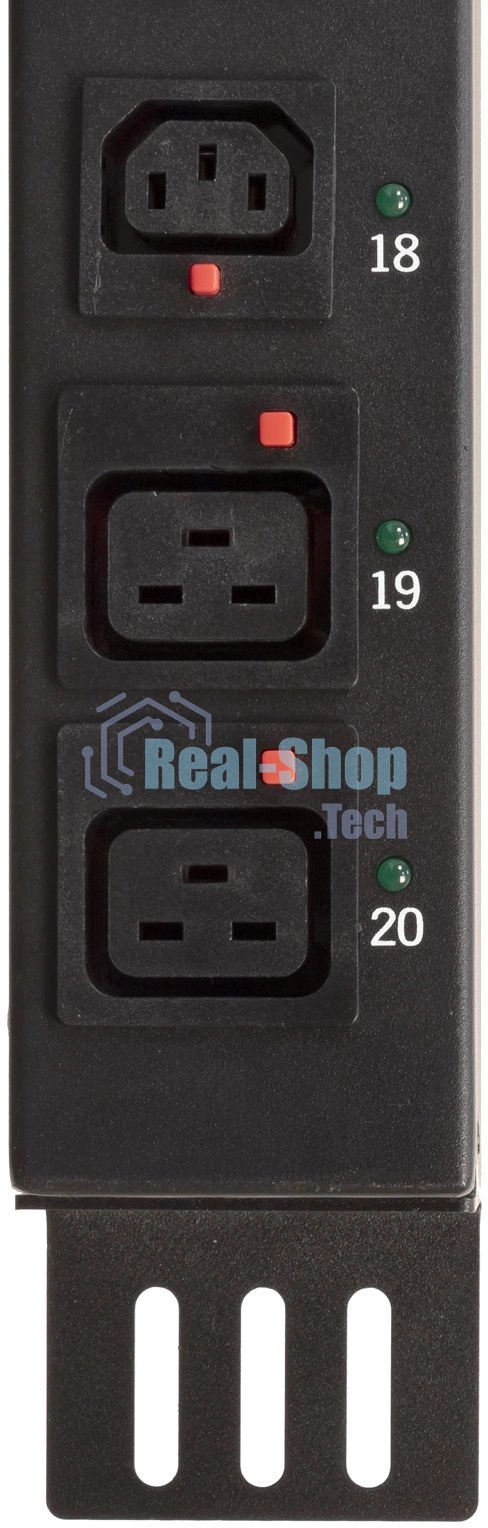 Блок распределения питания Powercom PDU-16AVMS20-18C13-2C19 18xC13+2xC19, 16A, 1,5U (1968234)