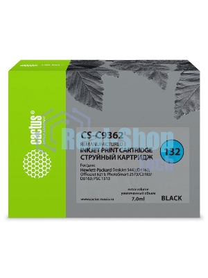 Картридж струйный Cactus CS-C9362 №132 черный (7 мл) для HP DJ 5443/D4163/DJ 6215/PS 2573/C3183/D5163/PSC 1513