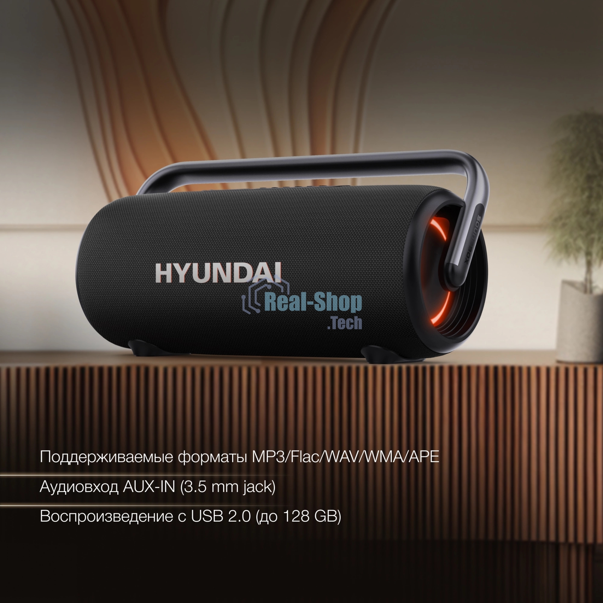 Портативная колонка Hyundai H-PS1029 черный 220W 4.1 BT 10м 4800mAh